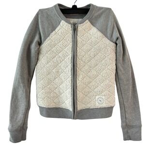 Abercrombie Kids Girls Gray Sherpa Quilted Full Zip Jacket Small Cozy Layering